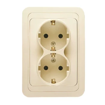 Розетка 2-м СП Mimoza 16А IP20 с заземл. крем./крем. Makel 25082 Розетка 2-м СП Mimoza 16А IP20 с заземл. крем./крем. Makel 25082